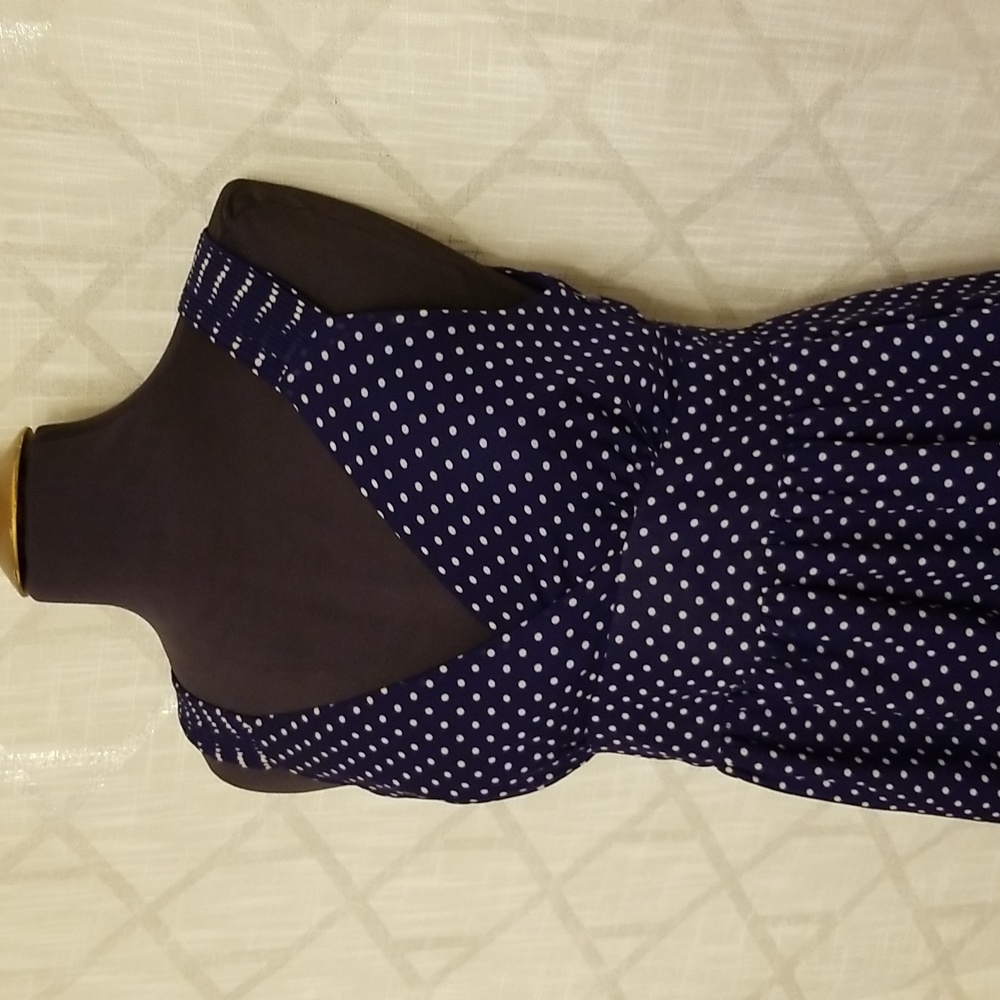 Gap Dress Womens Size 8 Blue White Sleeveless Polka Dot Preppy Summer - Picture 3 of 13